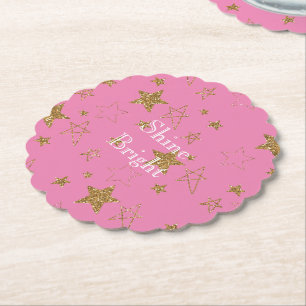 Rosa med Guld Stars Underlägg Papper