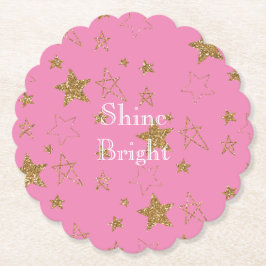 Rosa med Guld Stars Underlägg Papper