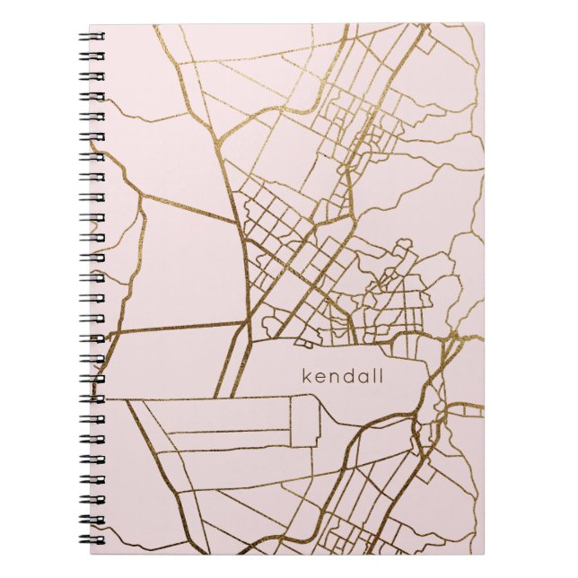  Rosa med Guld Titta Karta och Namn Anteckningsbok (Framsidan)