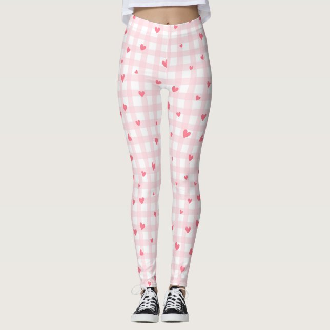 Rosa med hjärter leggings (Framsida)