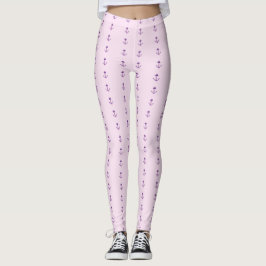 Rosa med Lila nautiska ankare Leggings