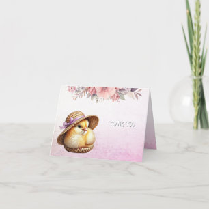 Rosa med liten Chick - tackkort
