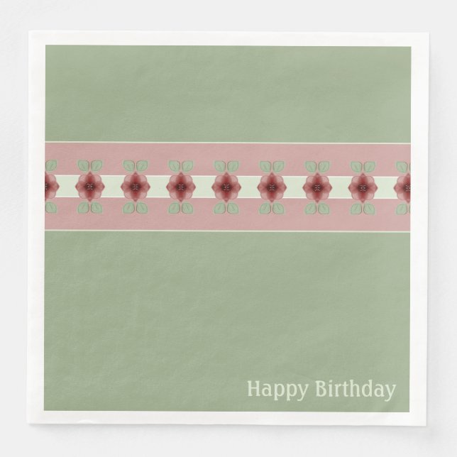 Rosa med Ljust grönt Pappersservett (Framsida)