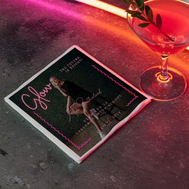 Rosa med modern glöd Neon Vågigt fotfoto med Stude Pappersservett