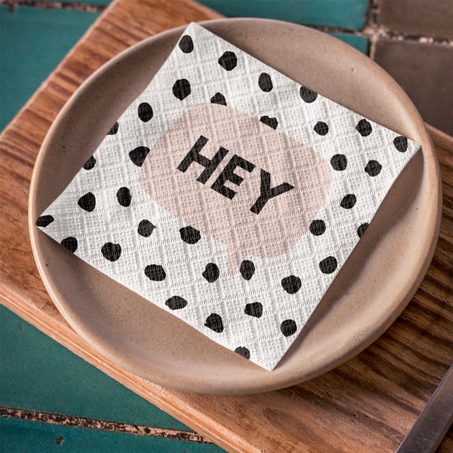 Rosa med moderna svarta punkter och bubblor Chatta Pappersservett (Skapare uppladdad)