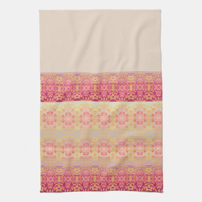 Rosa med Mönster Kökshandduk (Vertikal)