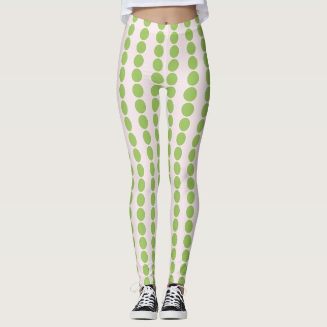 Rosa med polka-punkter för Grönt Leggings (Framsida)