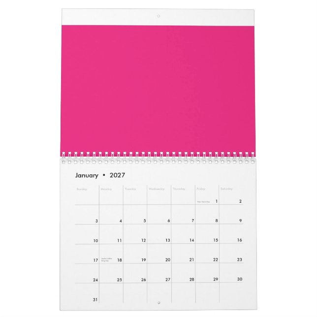 rosa med svart gräns kalender (Jan 2027)