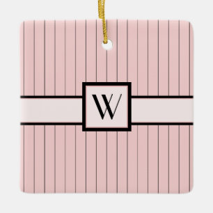 Rosa med svarta pinstripes-ornament julgransprydnad keramik