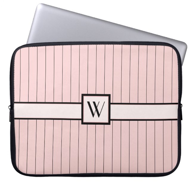 Rosa med Svarta Streck Laptop sleeve (Framsidan)