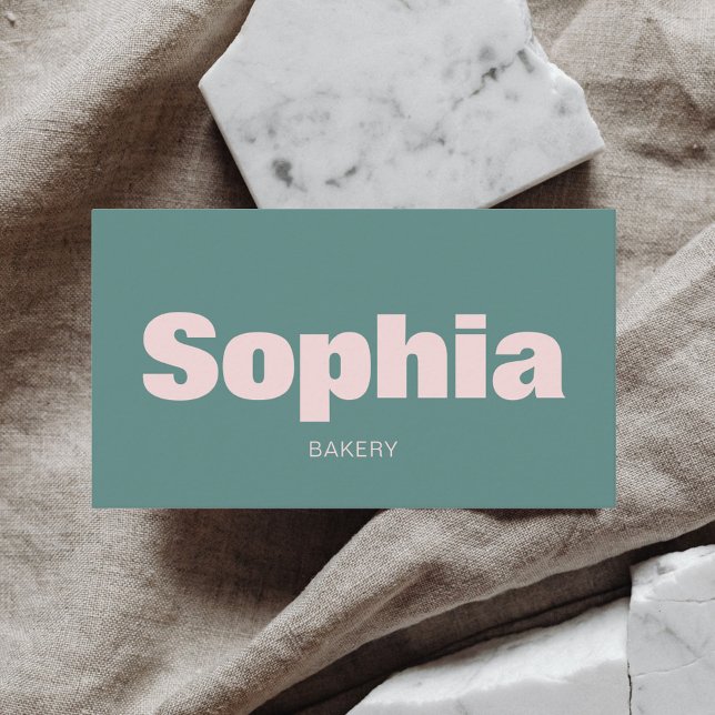 Rosa med ultraminimalistisk fet Grönt Visitkort (Skapare uppladdad)