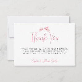  Rosa med vattenfärg Bow Ribbon Girl Baby Shower Tack Kort