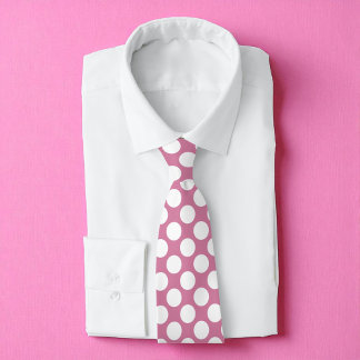 Rosa med vit Polka dots Retro Tie Slips