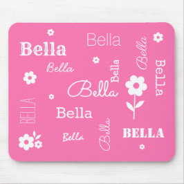 Rosa med vita blommor, anpassad musknapp musmatta