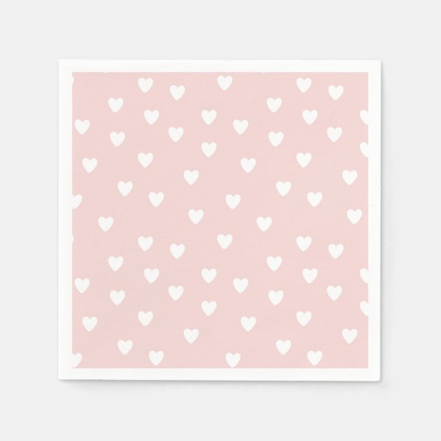  Rosa med vita hjärtan Pappersservett (Framsidan)