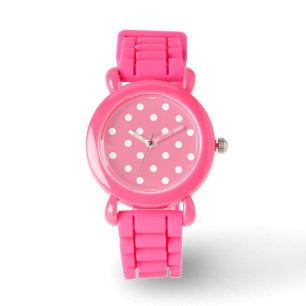 Rosa med vita prickar armbandsur