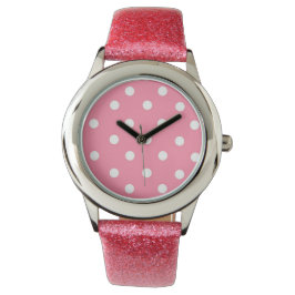 Rosa med vita prickar armbandsur