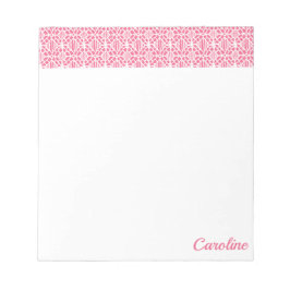 Rosa med White Crochet Snöre Mönster Anteckningsblock