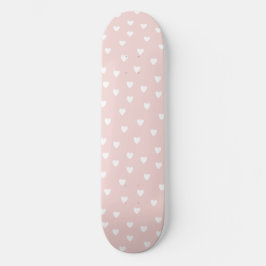  Rosa med White Hearts Girls Skateboard Bräda 19,5 Cm