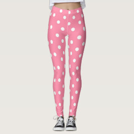 Rosa med White Polka dots Leggings