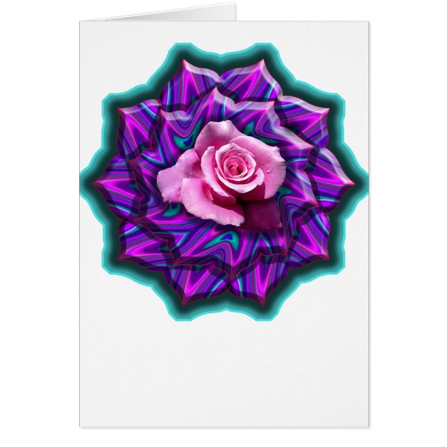 Rosa medaljong hälsningskort (Framsidan)