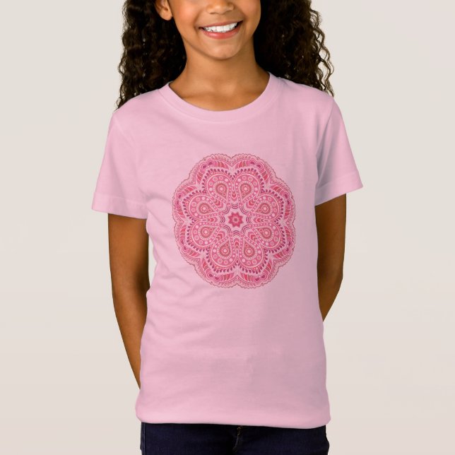 Rosa Medallion Girls T-Shirt (Framsida)