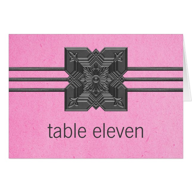 Rosa Medallion Gräns Bordsnummer Card Hälsningskort (Framsidan Horizontal)