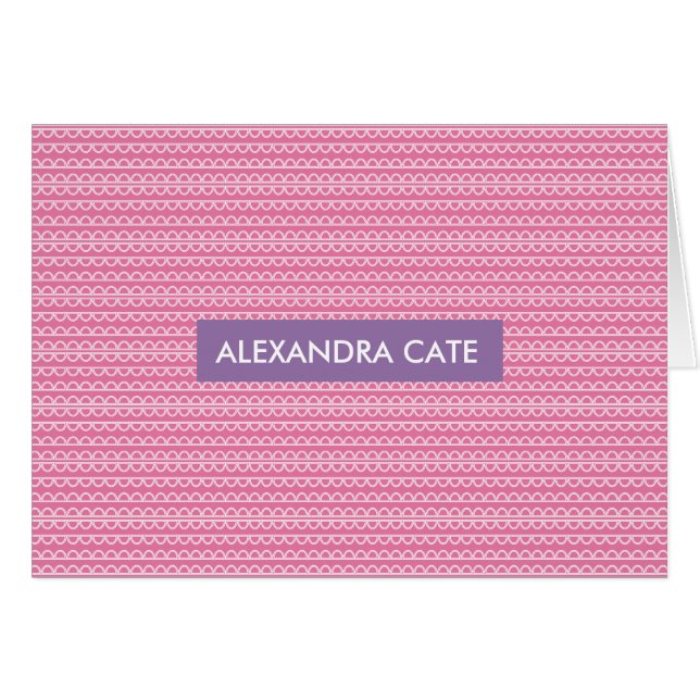 Rosa meddelande Notecard för mönster OBS Kort (Framsidan Horizontal)
