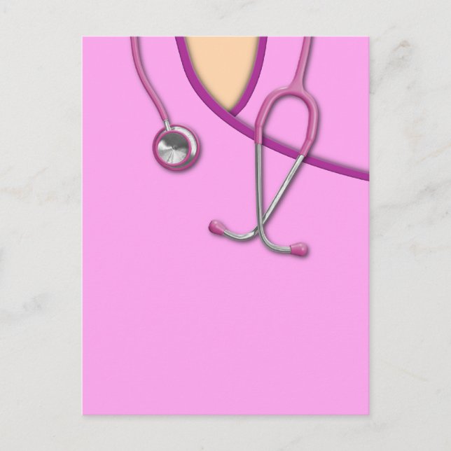 Rosa Medical Scrubs Vykort (Framsida)