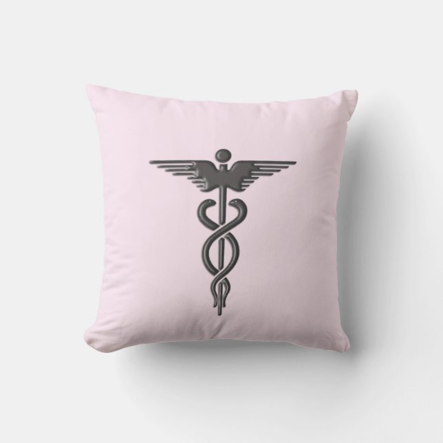 Rosa medicinska kaducé kudde (Framsida)