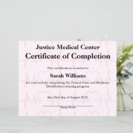 Rosa Medicinskt intyg eller sjuksköterskeintyg som