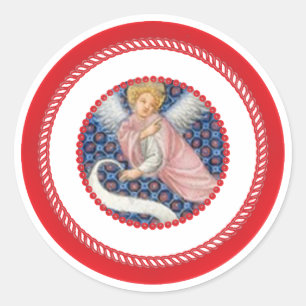 Rosa Medieval Angel för Jesse Träd Runt Klistermärke