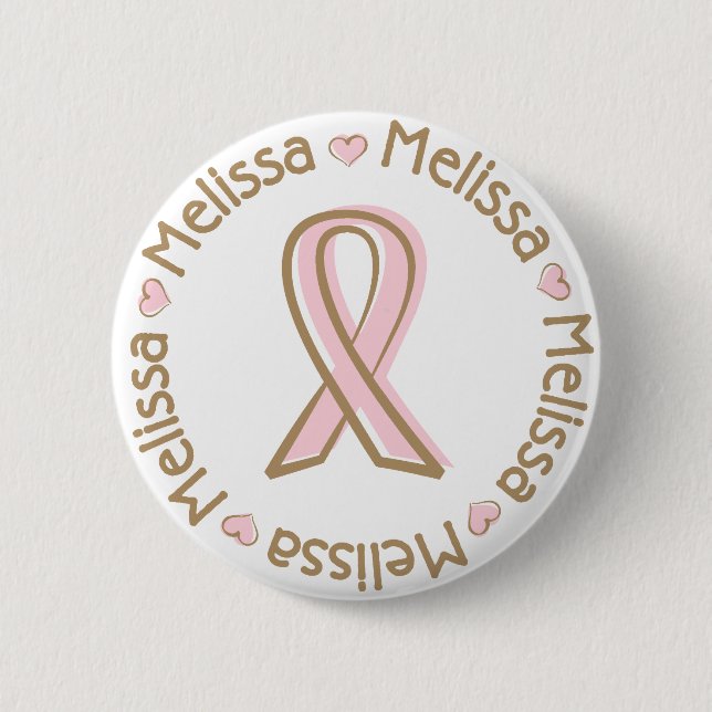 Rosa Melissa för bandbröstcancernamn Knapp (Framsida)