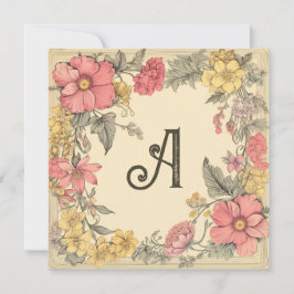 Rosa Melon, Cream och Gult: Monogrammed Notecards Julkort