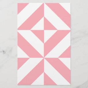 Rosa Melon Geometric Deco Cube Mönster Brevpapper