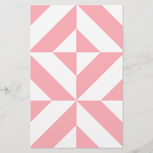 Rosa Melon Geometric Deco Cube Mönster Brevpapper (Framsida)