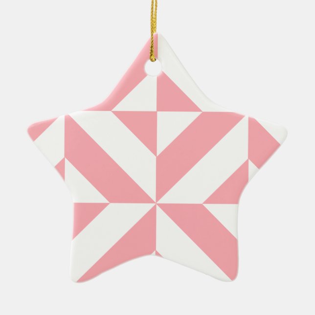 Rosa Melon Geometric Deco Cube Mönster Julgransprydnad Keramik (Framsidan)
