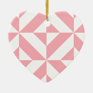 Rosa Melon Geometric Deco Cube Mönster Julgransprydnad Keramik