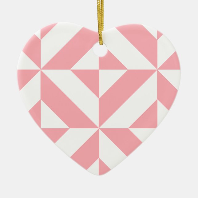 Rosa Melon Geometric Deco Cube Mönster Julgransprydnad Keramik (Framsidan)