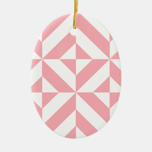 Rosa Melon Geometric Deco Cube Mönster Julgransprydnad Keramik