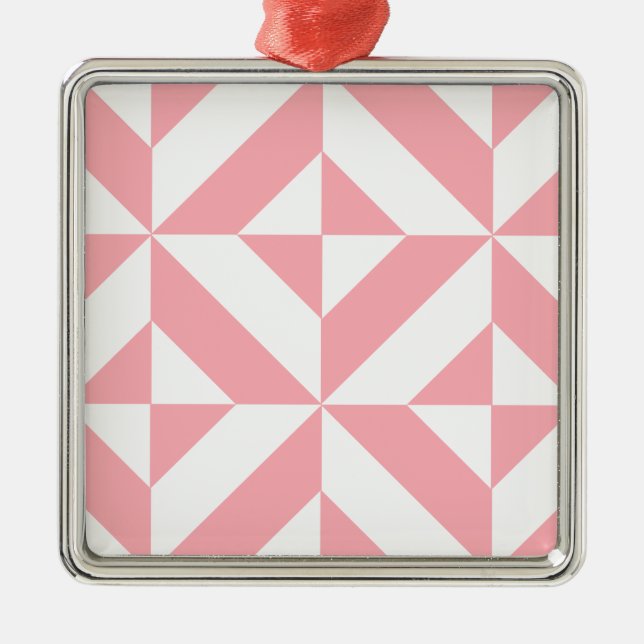 Rosa Melon Geometric Deco Cube Mönster Julgransprydnad Metall (Framsidan)