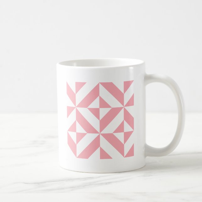 Rosa Melon Geometric Deco Cube Mönster Kaffemugg (Höger)