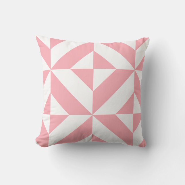 Rosa Melon Geometric Deco Cube Mönster Kudde (Framsida)