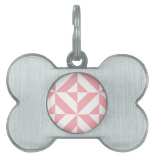 Rosa Melon Geometric Deco Cube Mönster Namnbricka Husdjur