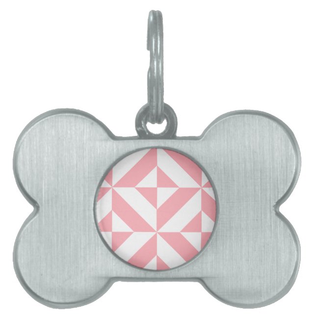 Rosa Melon Geometric Deco Cube Mönster Namnbricka Husdjur (Framsidan)