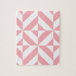 Rosa Melon Geometric Deco Cube Mönster Pussel