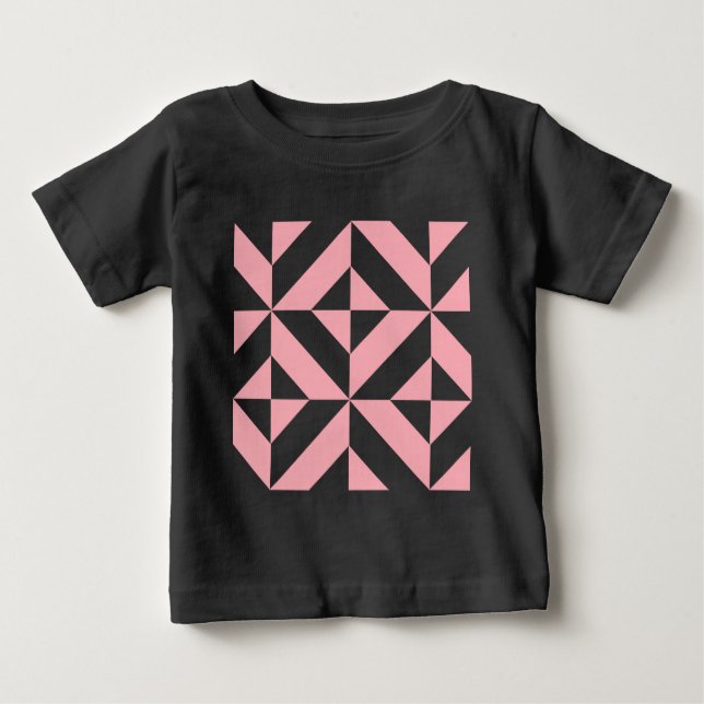 Rosa Melon Geometric Deco Cube Mönster T Shirt (Framsida)