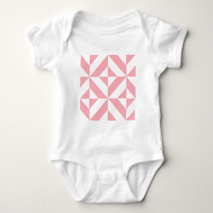 Rosa Melon Geometric Deco Cube Mönster Tee