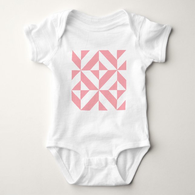 Rosa Melon Geometric Deco Cube Mönster Tee (Framsida)