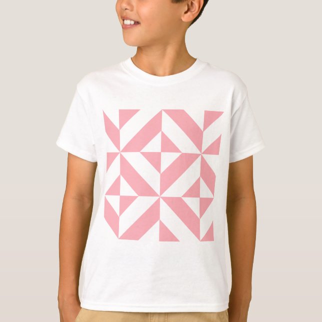 Rosa Melon Geometric Deco Cube Mönster Tröja (Framsida)